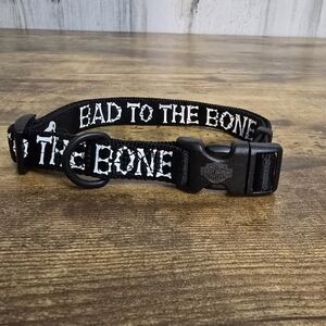 Vintage Harley Davidson 2002 Black 'Bad to the Bone' Dog Collar